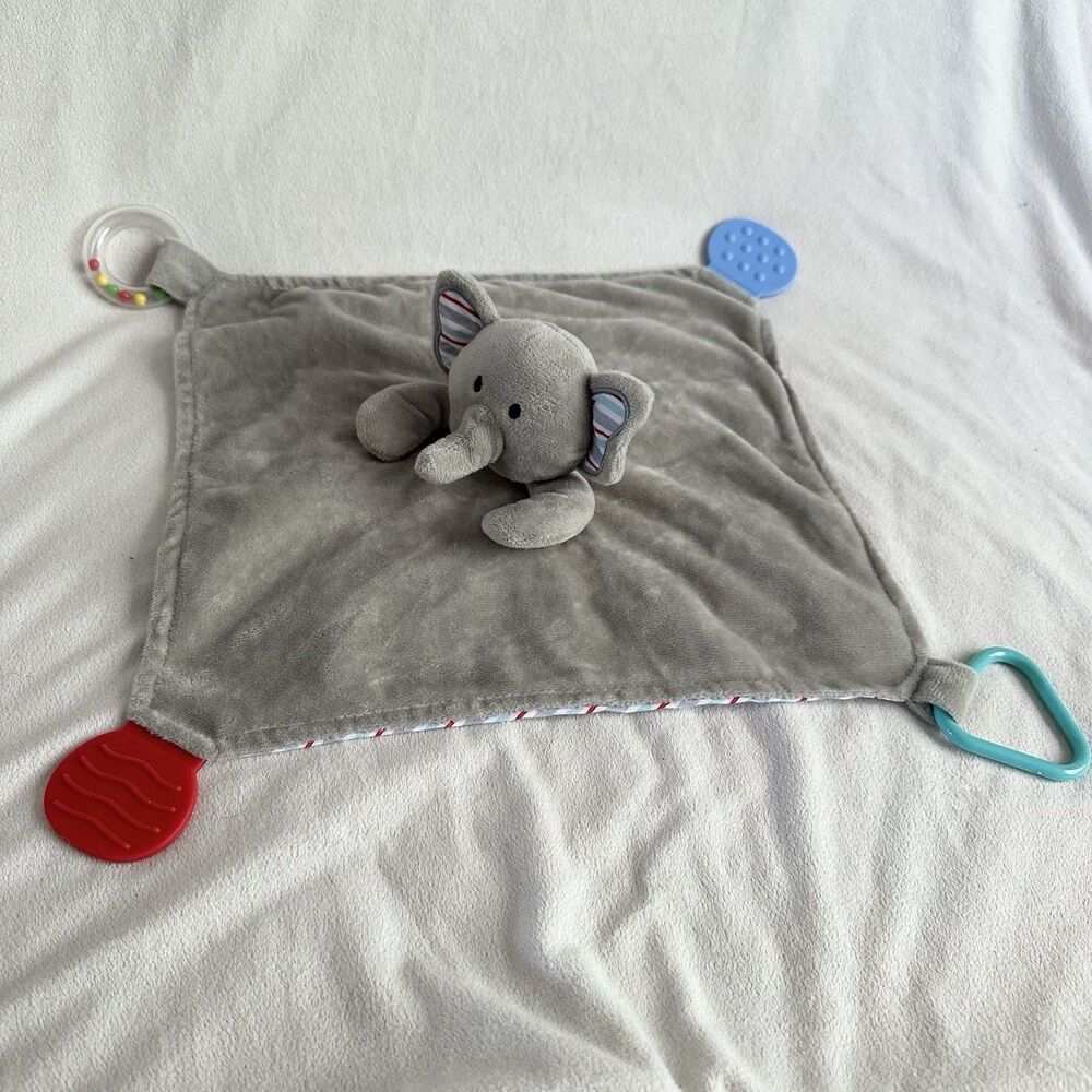 Modern Baby Snuggle Gray Elephant Baby Lovey Security Blanket Infant Toy